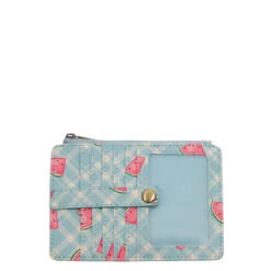 Joy Susan Penny Mini Travel Wallet Blue Plaid/Watermelons
